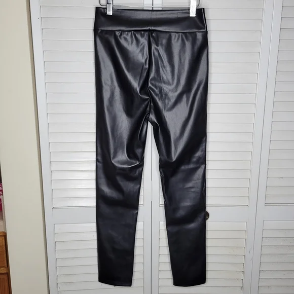 Bohme Karina Black Faux Vegan Leather High Rise Pull-On Pants XS (00-0) EUC - Picture 8 of 14